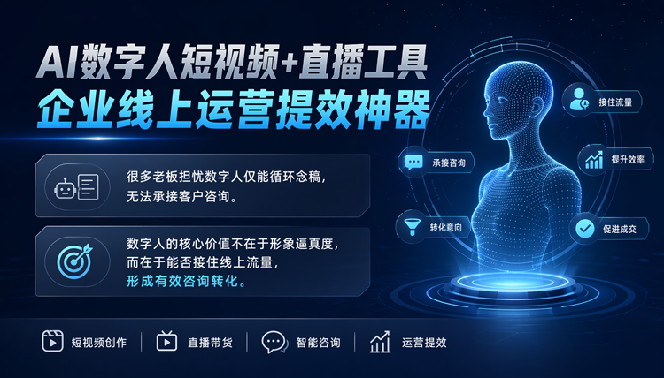 AI数字人短视频+直播工具,企业线上运营提效神器 AI数字人短视频+直播工具,企业线上运营提效神器