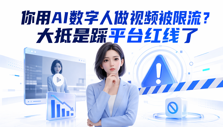你用AI数字人做视频被限流?大抵是踩平台红线了 你用AI数字人做视频被限流?大抵是踩平台红线了